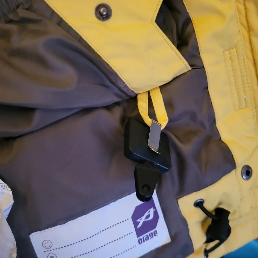 Orage Kids Yellow Prime 10 Ski Jacket Size 7 Extra Small Full Zip